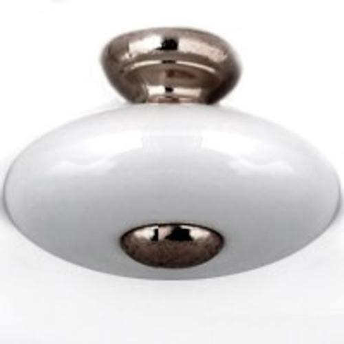 Mintcraft C133WH/AB35 White/Antique Brass Ceramic Knob, 1-3/8"