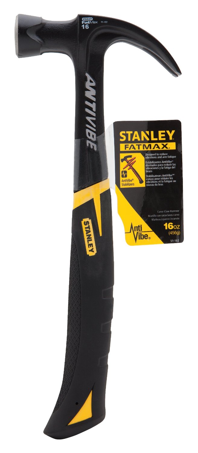 Stanley 51-162 FatMax Xtreme AntiVibe Curved Claw Nailing Hammer, 16 Oz