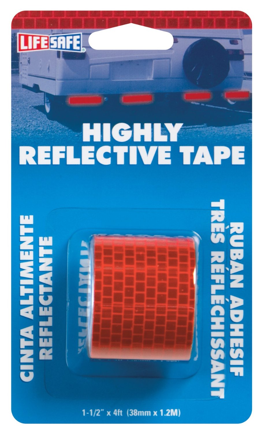 Life Safe RE804 Reflective Tape, 1.5"x4' Roll, Red
