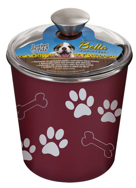 Loving Pets 7480 Bella Dog Bowl Canister, Merlot