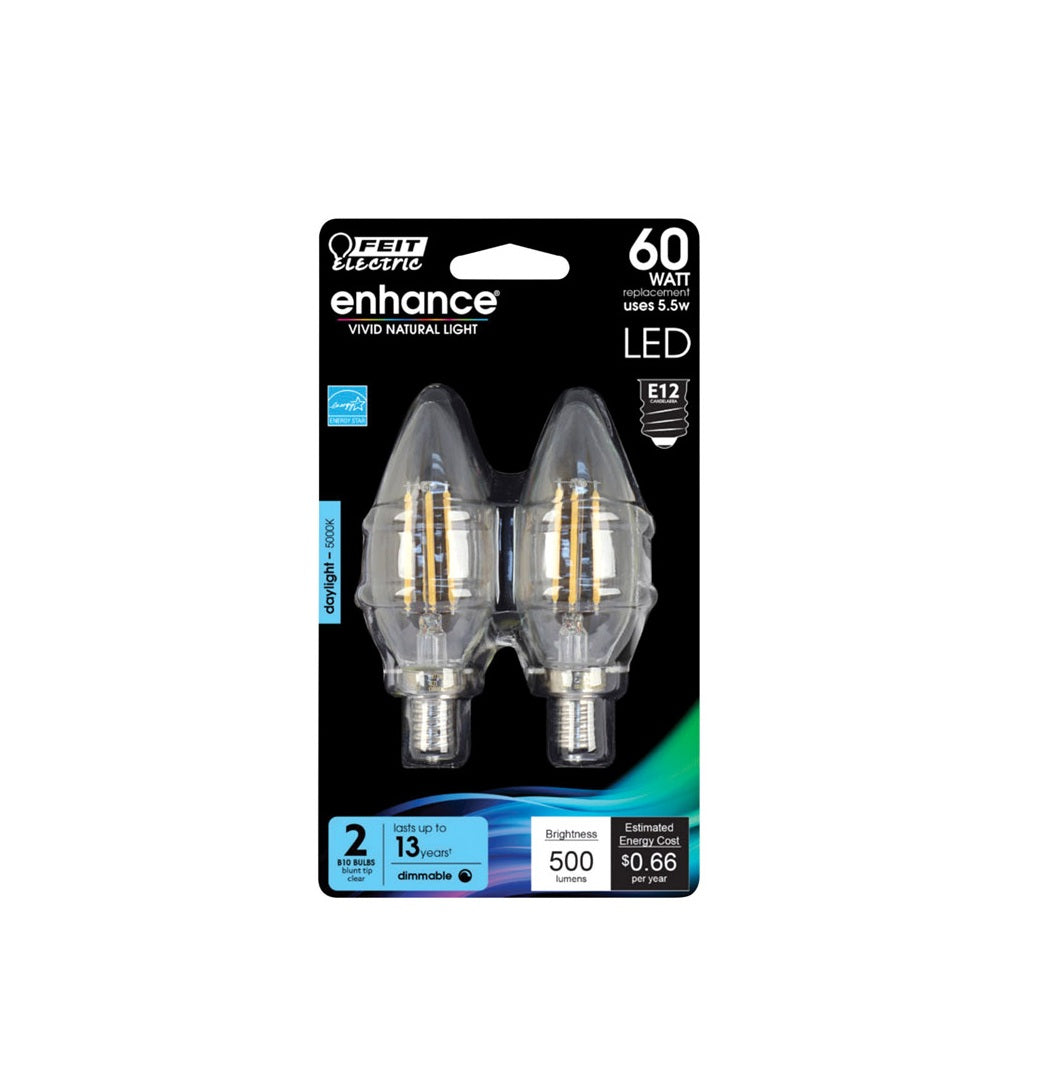 Feit Electric BPCTC60950CAFL2 Enhance B10 Filament LED Bulb, 5.5 W