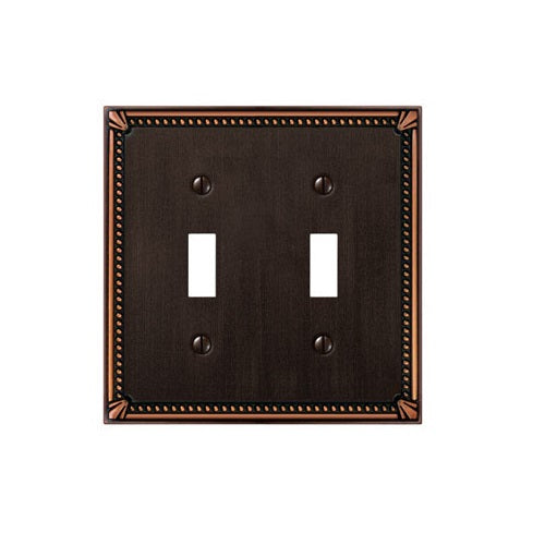 Amerelle 74TTDB Imperial Bead 2 Toggle Wall Plate, Aged Bronze