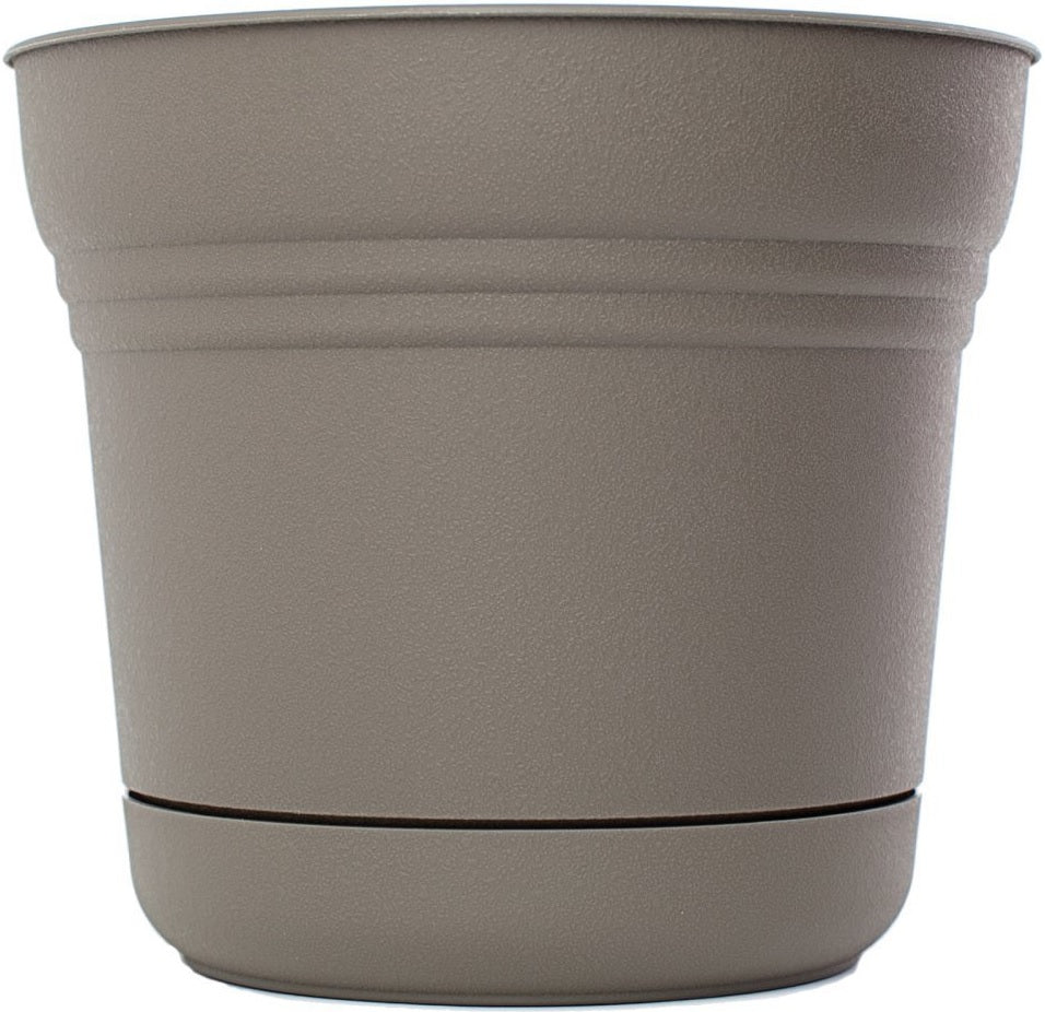 Bloem SP1460 Plastic Round Saturn Planter with Saucer, 14", Peppercorn