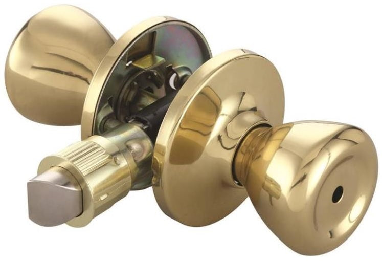 Prosource T-5764PB-BK Mobile Home Privacy Lockset, Polished Brass