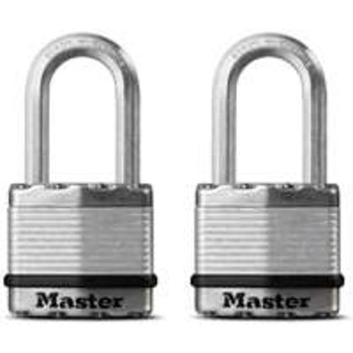Master Lock M1XTLF Laminated Steel Padlock with 4-Pin Cylinder, 1-3/4-Inch, 2-Pack