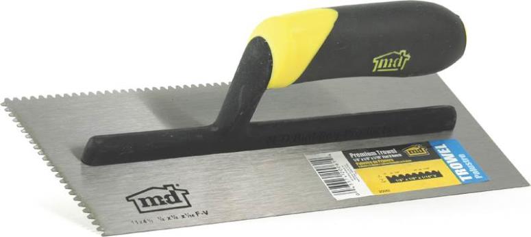 M D Building 20061 V Notch Trowel, Flat, Angled Blade, 1/8" X 1/8" X 1/16"