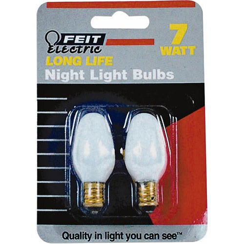 Feit Electric BP7C7/W/CS Long Life Night Light Bulbs, 7 Watts, 120 Volt
