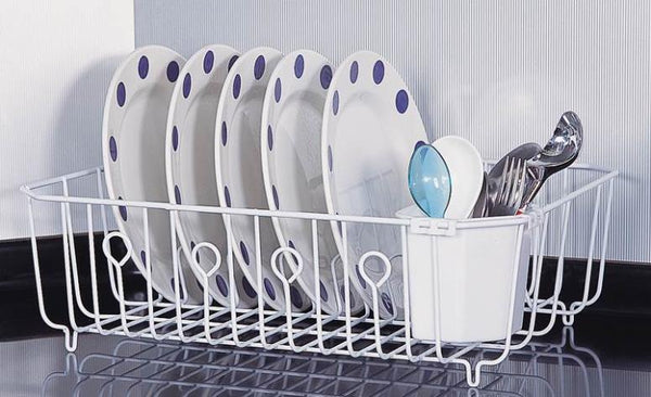 Simple Spaces JI-25W-3L Dish Drainer With Basket, White