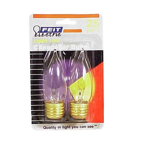 Feit Electric BP25EFC Flame Tip Chandelier Light Bulb, 25 Watts, 120 Volt