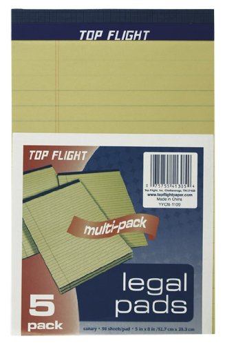 Top Flight 8105/5 Legal Pad 5"x8", Yellow