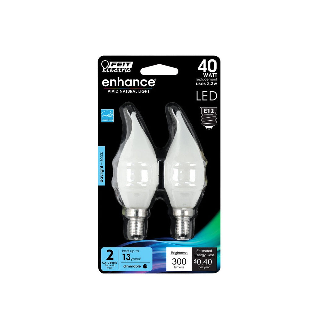 Feit Electric BPCFF40950CAFL2 Enhance Flame Tip Filament LED Bulb, 3.3 W