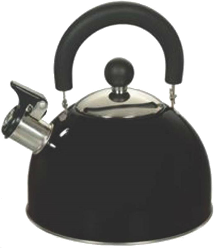 Euro-Ware 309-BK Stainless Steel Whistling Tea Kettle, Black, 2.5 Qt