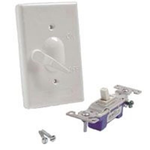 Bell 5121-1 Vertical Lever Switch Weatherproof Cover, Single Gang, White