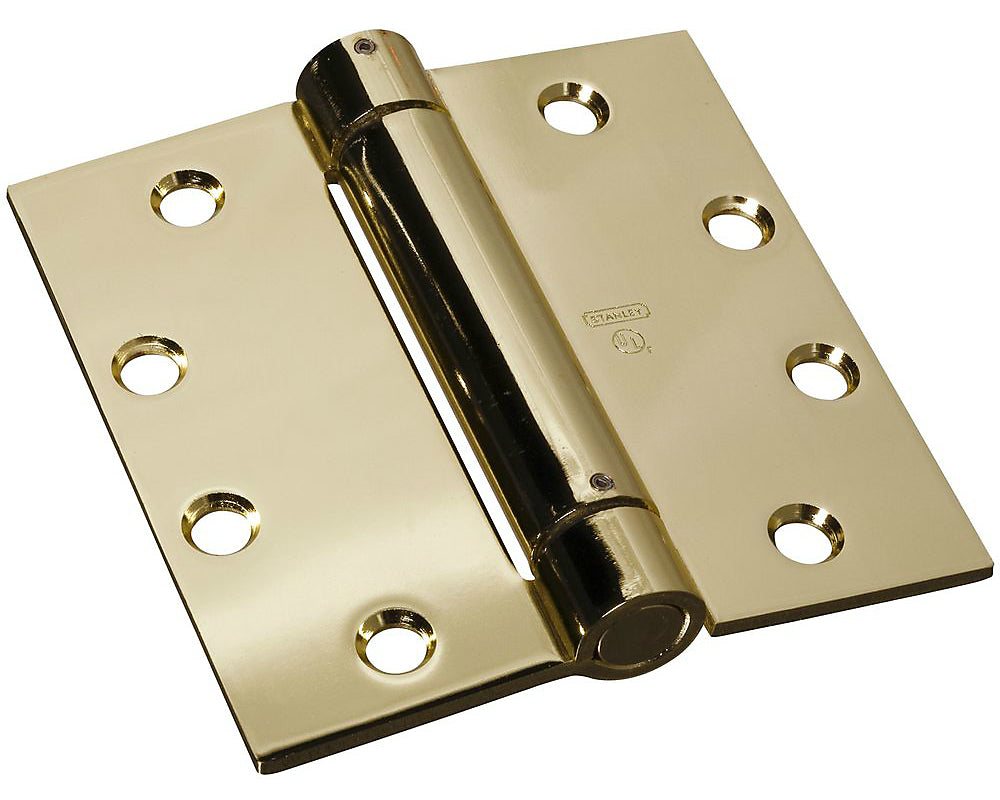 Stanley S420-014 2060 Spring Hinge, 4-1/2" x 4-1/2", Bright Brass