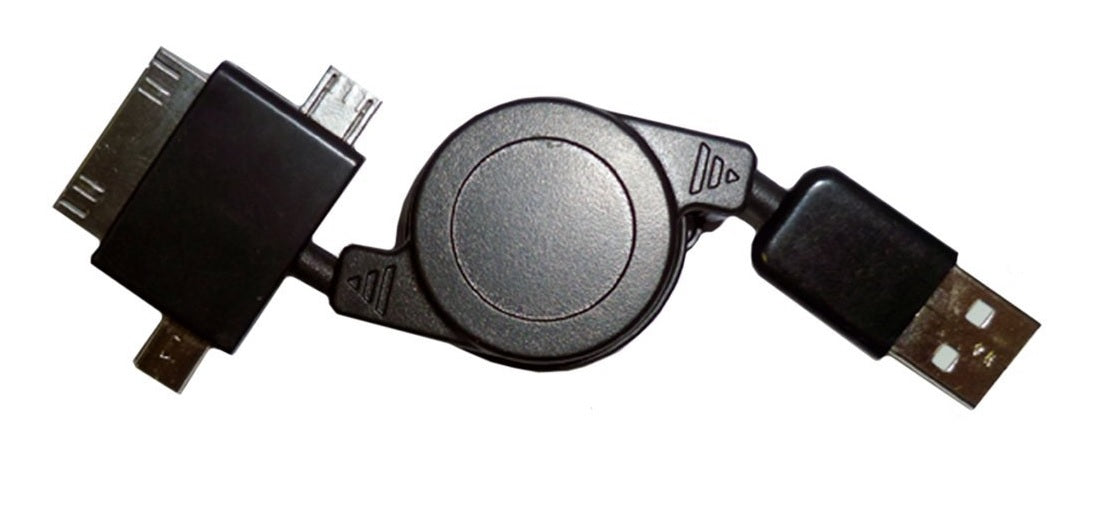 GetPower GP-RETR-AMM 3-Tip Retractable USB Charging & Sync Cable