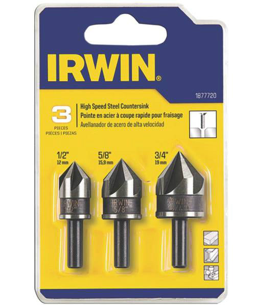 Irwin 1877720 Oxide Metal Countersink Bit Set, 3 Piece set