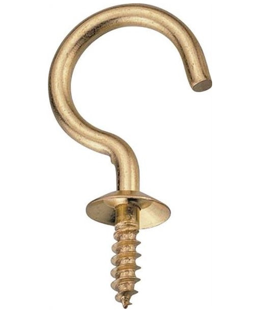 Prosource LR-382-PS Cup Hook, 5/8", Solid Brass, 5/Pack