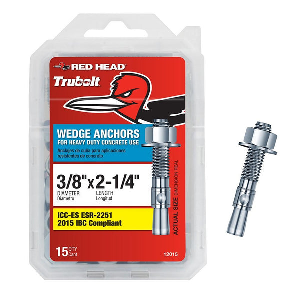 Red Head 12015 Hex-Nut-Head Concrete Wedge Anchors