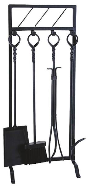 Simple Spaces CPO31129BK3L Fireplace Tool Set, Black, 29.5", 5-Piece