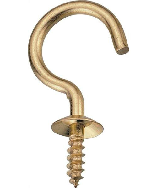 Prosource LR-383-PS Cup Hooks, Solid Brass, 3/4", 5/CD