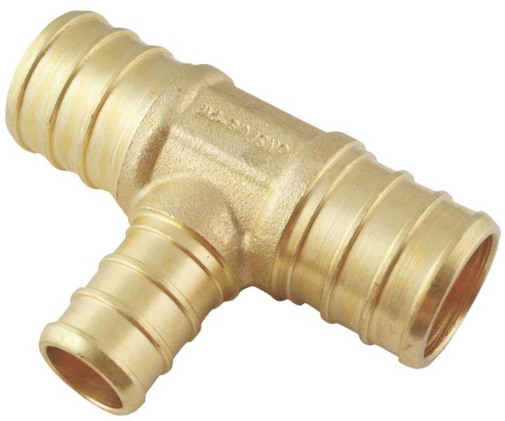 Apollo Valves APXT343412 Brass PEX Tee Crimp Fitting, 3/4" x 3/4" x 1/2"