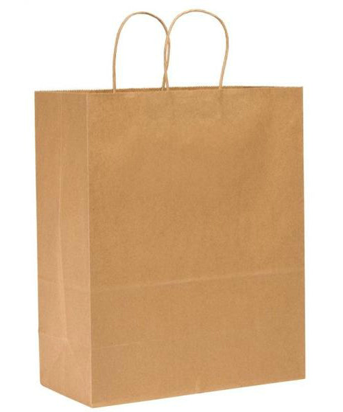 R3 87128 Flat Bottom Shopping Bag, Paper, Brown, 13"x 17" x 7", 250/ BD