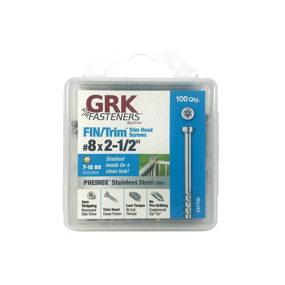 GRK Fasteners 67730 Pheinox 305 Stainless Steel FIN/TRIM Finishing Trim Head Screw, #8 x 2-1/2"