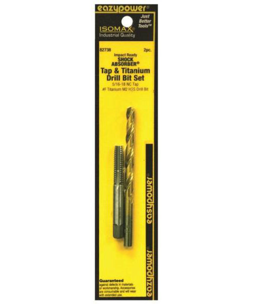 Eazypower 82738 Shock Absorber Tap & Titanium Drill Bit Set, 5/16-18NC, #F