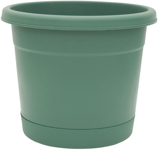 True Temper RR1212FE Planter & Saucer, Green 12"-1/2 x 11"