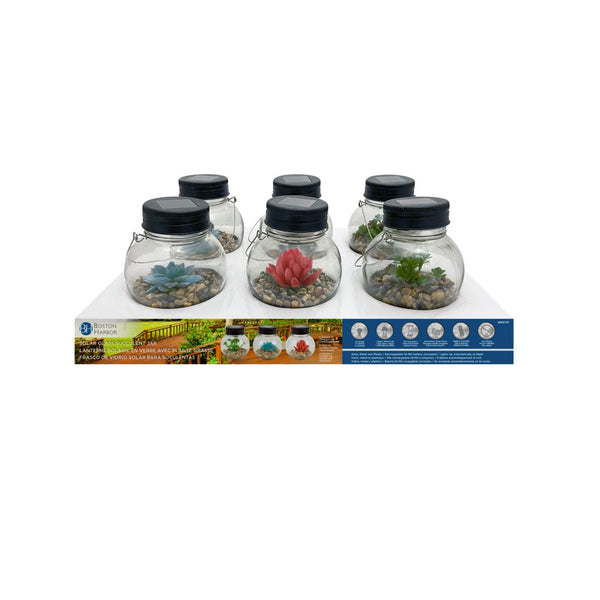 Boston Harbor 26147 Solar Glass Succulent Jar, 3 Lumens