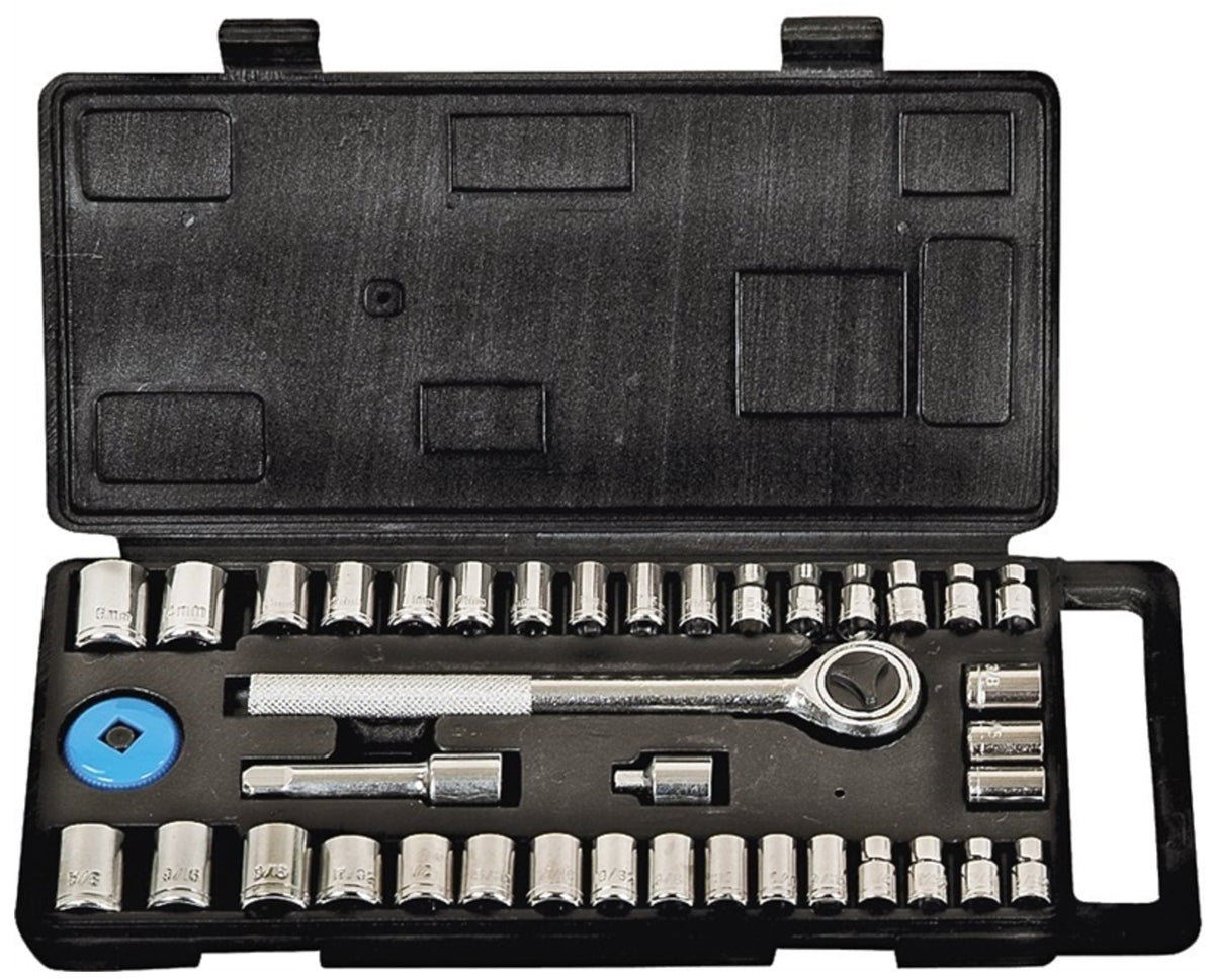 Vulcan TG040-2 SAE & Metric Socket Set, Drop Forged Carbon Steel
