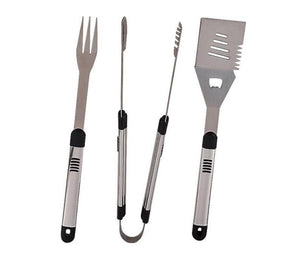 Omaha SHE94031L-B Barbecue Tool Set With Handle & Hanger, Stainless Steel
