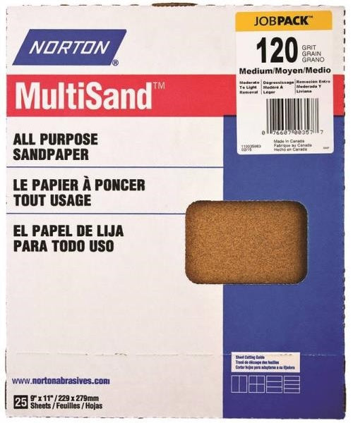 Norton 00159 Sanding Sheet, 9" x 11", 120 Grit