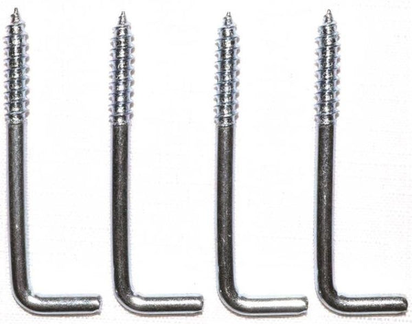 Prosource LR-397-PS Square Bend Screw Hooks, 2-1/4", Bright Zinc, 4/Pack