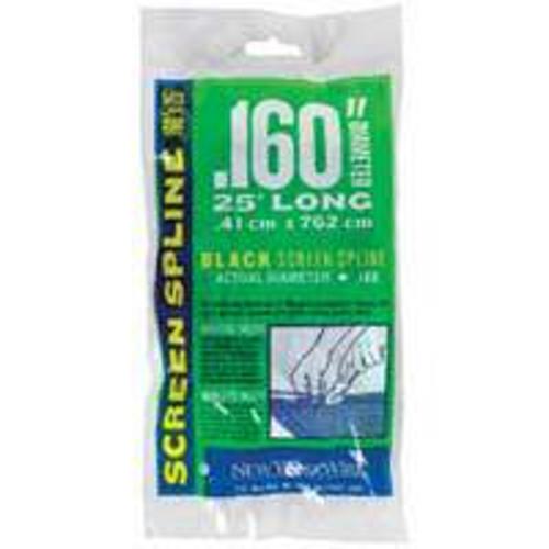 New York Wire 98016 Plastic Retainer Spline, 0.160 x 25&#039;, Black