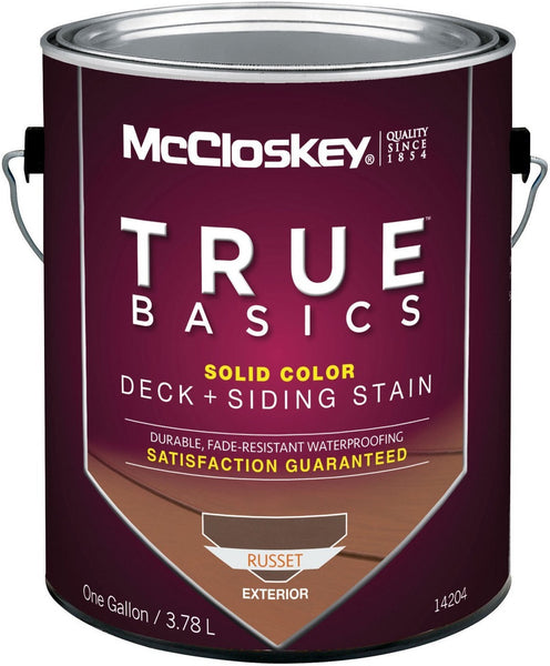 McCloskey 14204 True Basics Exterior Acrylic Deck & Siding Stain, Gallon, Russet