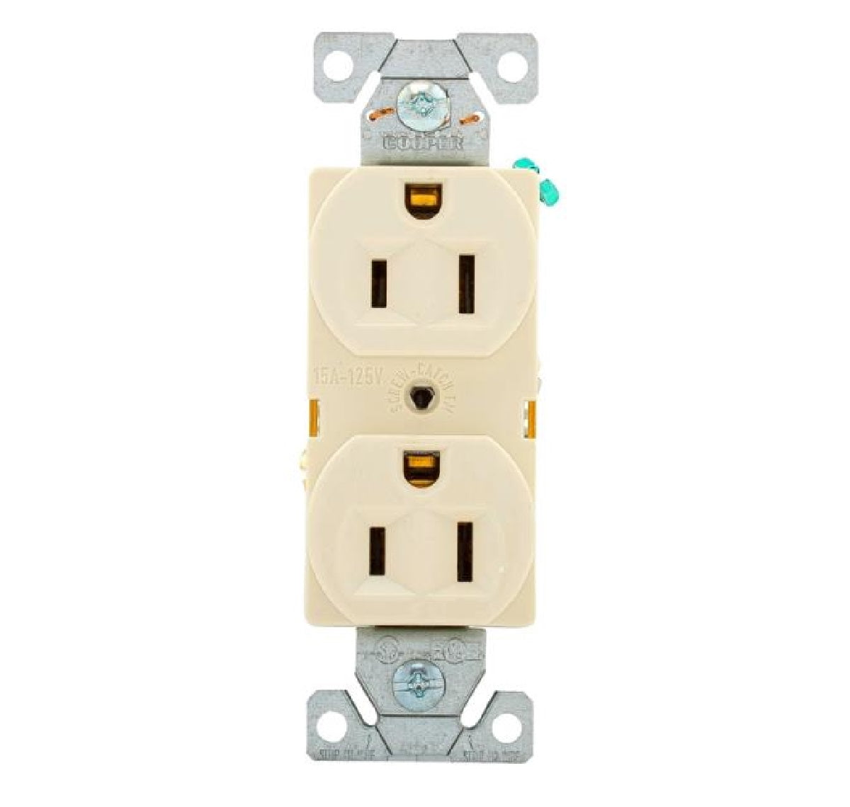 Cooper Wiring BR15LA Straight Blade Duplex Receptacle, 125 Volt