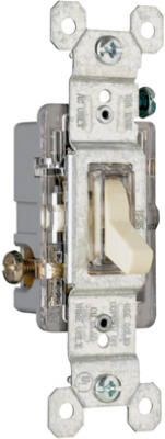 Pass & Seymour Illuminated Single Pole Toggle Switch, 15A, 120V, Ivory