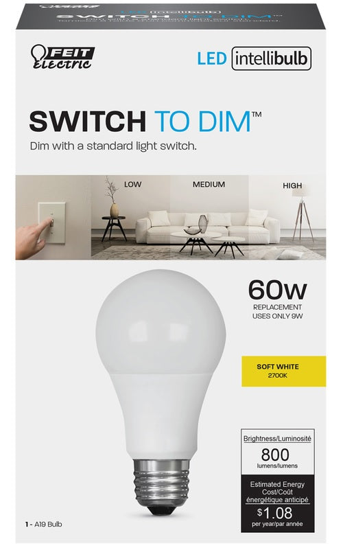 Feit Electric  A800/3DIM/LEDI Intellibulb LED Dimmable Light Bulb, 9 Watts
