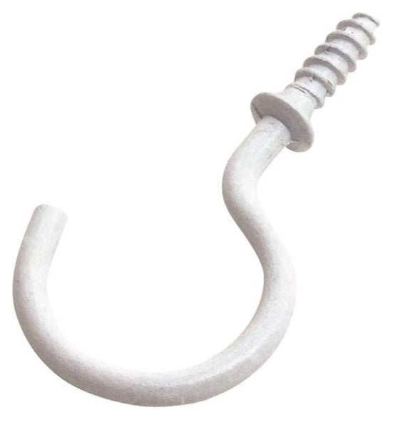 Prosource PH-122236-PS Cup Hooks, Projection 7/8", White vinyl coated