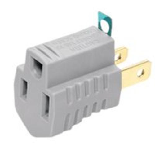 Cooper Wiring BP419GY "2-Wire" Outlet Grounding Adapter Gray