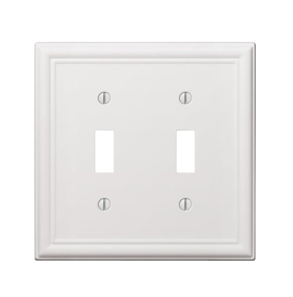 AmerTac 149TTW Double-Gang Toggle Switch Wallplate, Chelsea White