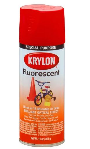 Krylon K03101 Fluorescent Spray Paint, 11 Oz, Red Orange