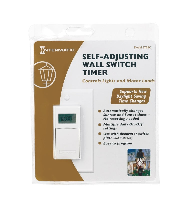 Intermatic ST01 Self-Adjusting Wall Switch Timer - Astronomical Settings For Sunrise/Sunset, No Neutral Wire Required