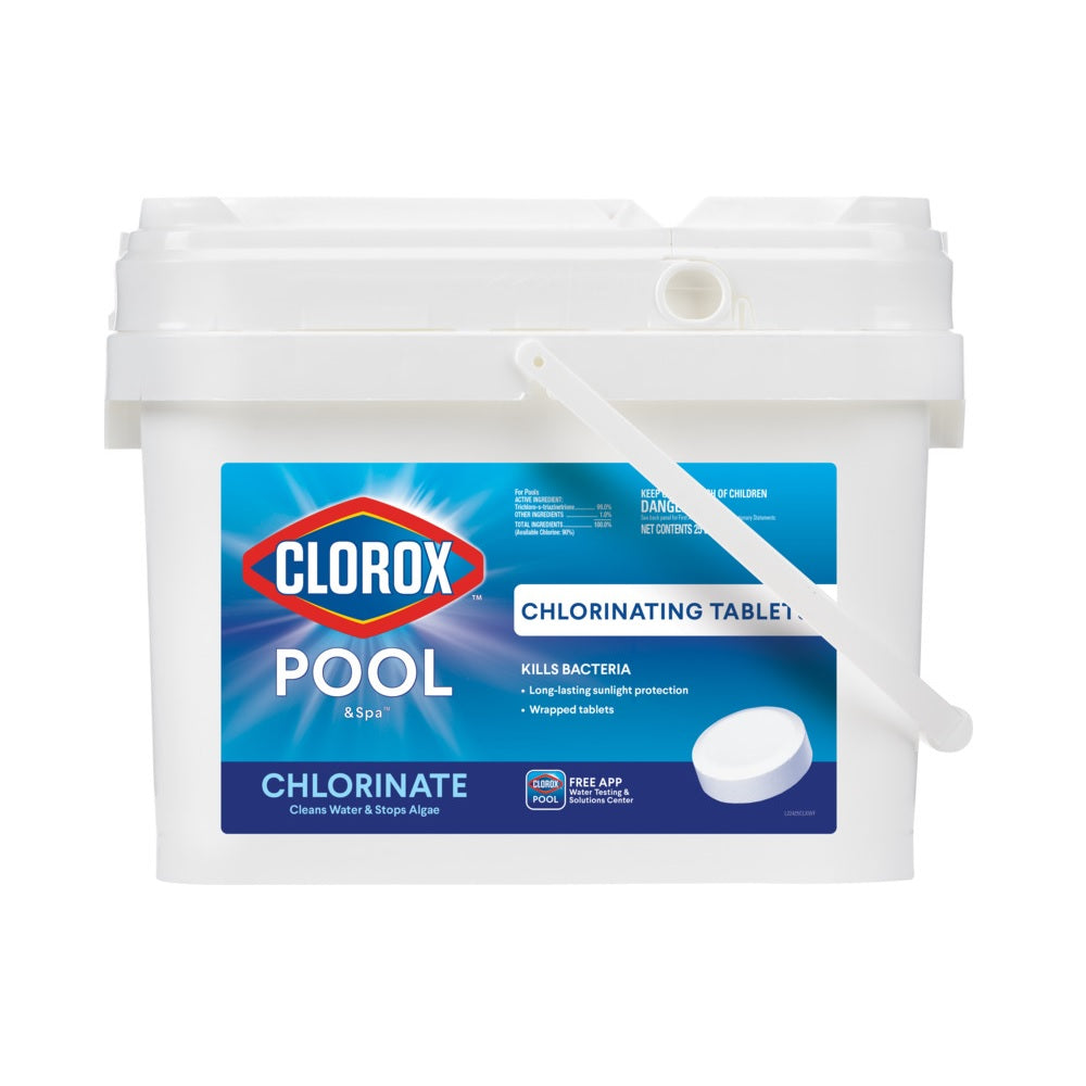 Clorox 22425CLXW Pool & Spa Chlorinating Tablet, White, 25 lb