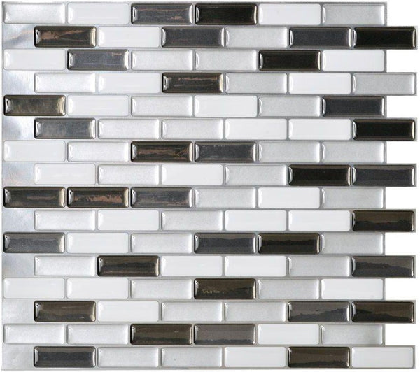 Smart Tiles SM1030-6 Murano Adhesive Decorative Wall Tile, Metallik