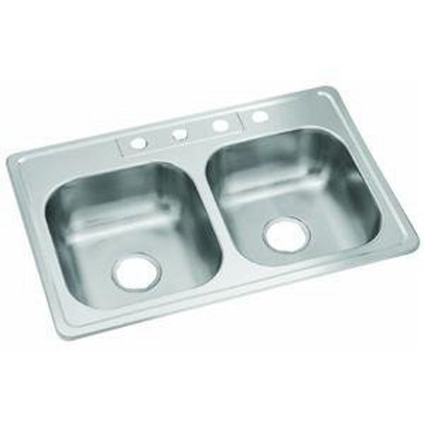 Sterling Plumbing 14633-4-NA Middleton Double Basin Kitchen Sink, 23 Guage
