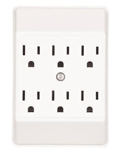 Eaton 1146W-SP Six Outlet Tap Duplex Receptacle, White, 15 amp, 125 volt