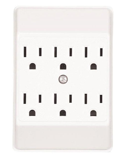 Eaton 1146W-SP Six Outlet Tap Duplex Receptacle, White, 15 amp, 125 volt
