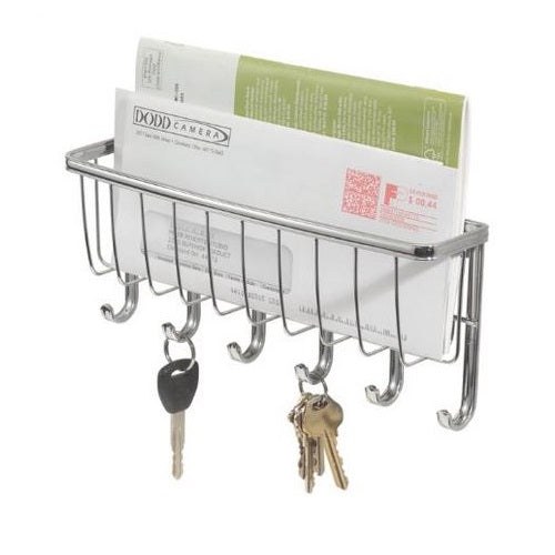 InterDesign 54270 Wall Mount Mail & Key Rack, Chrome
